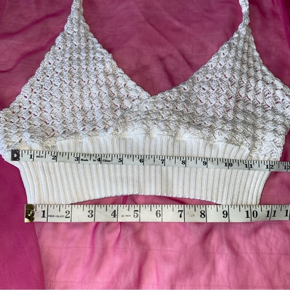 Off White Crochet Knit Cropped Halter Top - Picture 16 of 16